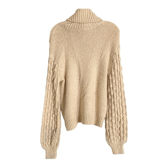 Toccin Popcorn Knit Sweater Turtleneck Long Sleeve in Beige Wool Blend Size XS - Picture 6 of 8